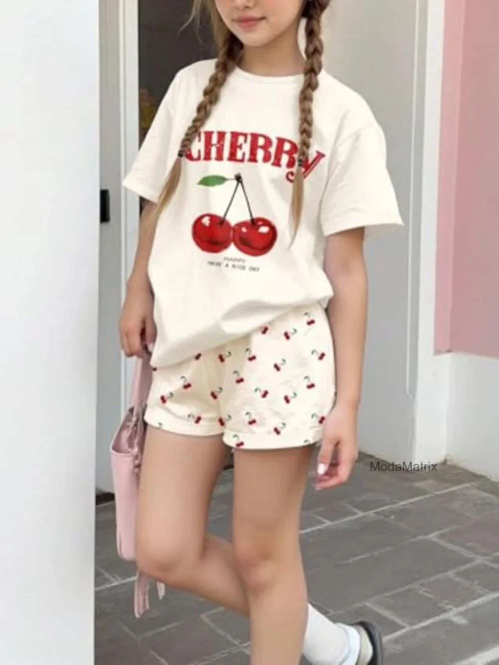 Girls Graphic Tee & Shorts 2 Piece Set Summer Outfit Casual Lounge